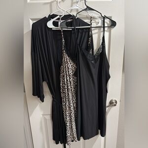 Elegant Black and Leopard Print Women's Top Set